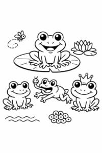 tegning af Tegneserie frø – Simple outline