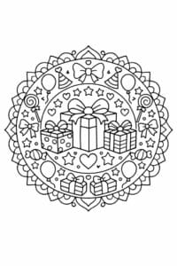 tegning af Gaver mandala – Mandala mønster