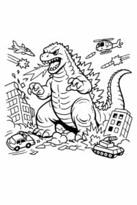tegning af Monster i by – Tegneserie action