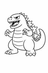 tegning af Godzilla – Enkel streg