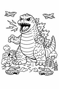 tegning af Monster by scene – Detaljeret by