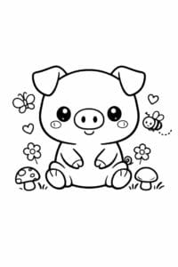 tegning af Sød gris – Kawaii stil