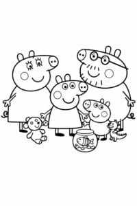 tegning af Gris familie – Gruppe scene