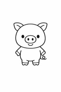 tegning af Baby gris – Meget simpel (små børn)