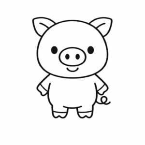 tegning af Baby gris - Meget simpel (små børn)
