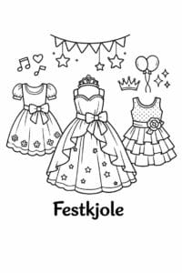 tegning af Festkjole – Detaljeret