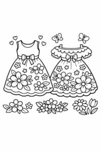 tegning af Kjole med blomster – Dekorativ