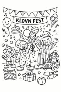 tegning af Klovn fest – Festlig scene