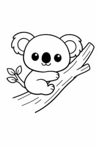 tegning af Sød koala i træ – Kawaii stil