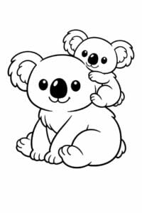 tegning af Koala med baby – Sød tegneserie