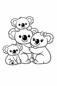 tegning af Koala familie – Gruppe tegning