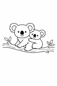 tegning af Koala på gren – Enkel streg