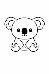 tegning af Baby koala – Meget simpel (små børn)