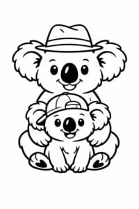 tegning af Koala med hat – Tegneserie
