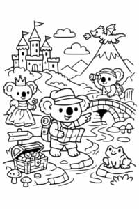 tegning af Koala på eventyr – Eventyr scene