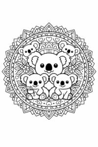 tegning af Koala mandala – Mandala mønster