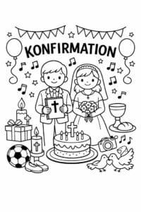 tegning af Konfirmation fest – Festlig scene