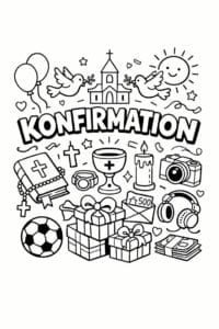 tegning af Gaver til konfirmation – Fest tegneserie