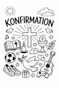 tegning af Konfirmation kort – Kreativ