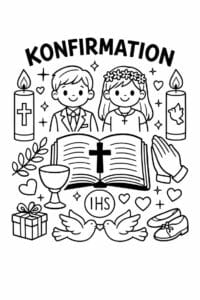 tegning af Konfirmation lys – Rolig illustration