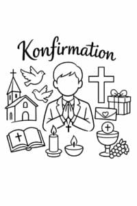tegning af Konfirmation silhuet – Minimalistisk