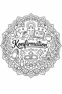 tegning af Konfirmation mandala – Mandala mønster