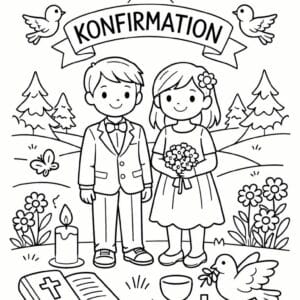 tegning af Konfirmation i natur - Naturscene