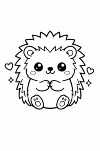 tegning af Sødt pindsvin – Kawaii stil