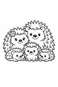 tegning af Pindsvin familie – Gruppe tegning