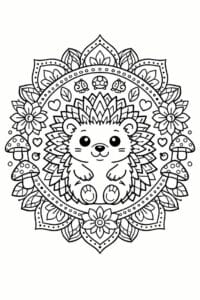 tegning af Pindsvin mandala – Mandala mønster