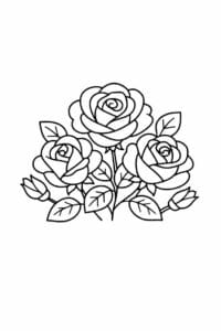tegning af Rose blomst – Enkel streg