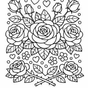 tegning af Rose mønster - Mønster stil