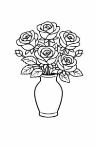 tegning af Rose i vase – Hverdagsscene