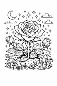 tegning af Magisk rose – Fantasy