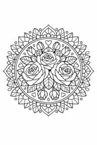 tegning af Rose mandala – Mandala mønster
