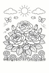 tegning af Rose i have – Natur scene