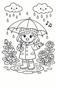 tegning af Rose i regn – Rolig scene