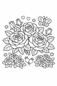 tegning af Rose samling – Flere blomster