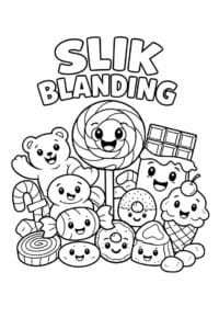 tegning af Slik blanding – Farverig tegneserie