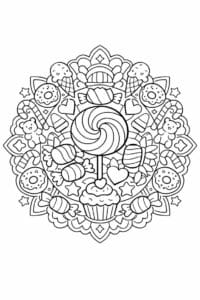 tegning af Slik mandala – Mandala mønster