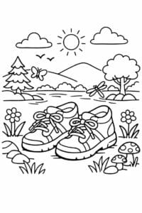 tegning af Sko i natur – Naturscene