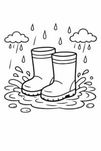 tegning af Sko i regn – Hverdagsscene