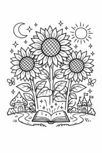 tegning af Magisk solsikke – Fantasy