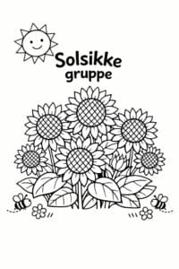 tegning af Solsikke gruppe – Flere blomster