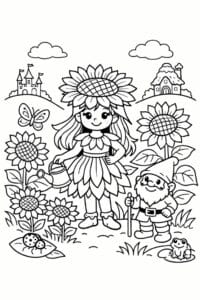 tegning af Solsikke eventyr – Eventyr stil