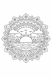 tegning af Solnedgang mandala – Mandala mønster