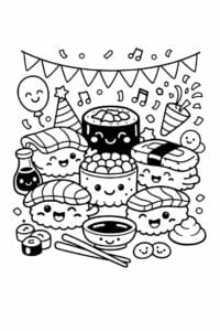 tegning af Sushi fest – Festlig