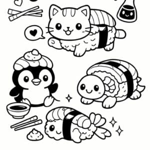 tegning af Sushi dyr - Sjov tegneserie