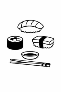 tegning af Sushi silhuet – Minimalistisk