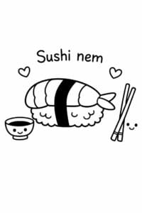 tegning af Sushi nem – Meget simpel (små børn)